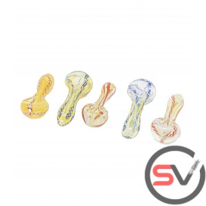FUMED CANDY CANE GLASS HAND PIPE 3inch 5CT/PK
